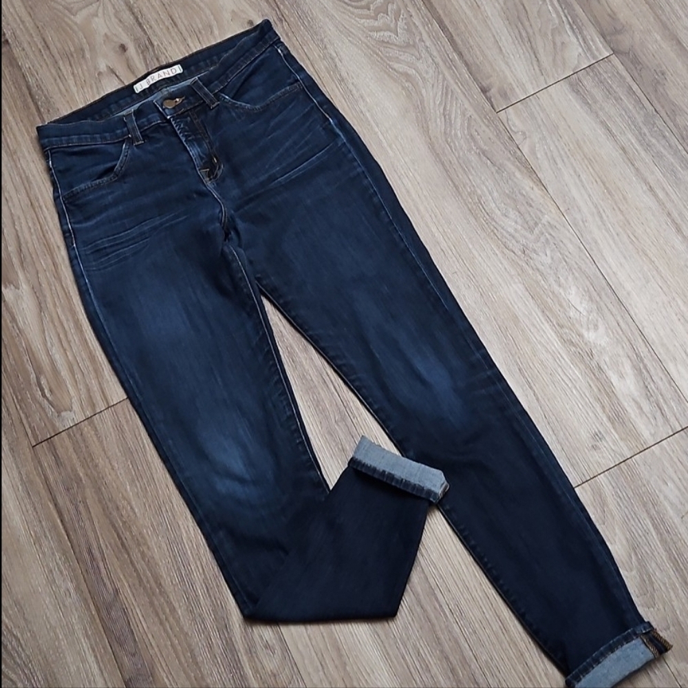 J Brand Maria Denim Skinny Straight Leg Stretch Distressed Blue Jeans Women's